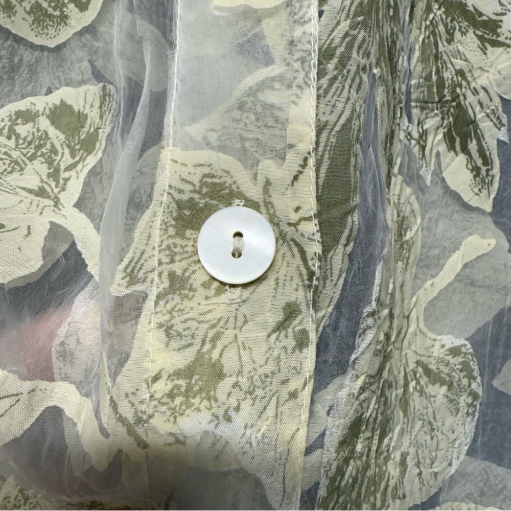 Multiples Sheer Leaf Print Plus Size Button Top 1x - image 3